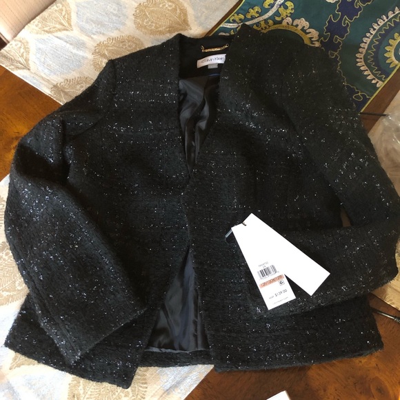 Calvin Klein Metallic Tweed Open Front Jacket NWT - Picture 4 of 8